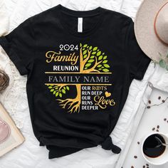 "Our Roots Run Deep" Custom Family Shirt Celebrate your heritage with this personalized family reunion shirt! Featuring your family name, this unique design symbolizes the deep bonds and love that connect your family. Perfect for reunions, gatherings, or as a heartfelt gift, this shirt honors the roots that run deep and the love that runs even deeper. Customize yours today! We specialize in creating unique, custom-designed apparel for everyone, using high-quality DTF (Direct-to-Film) printing on Our Roots Run Deep Our Love Runs Deeper, Cool Family Reunion Shirts Design, Family Reunion Tshirt Design, Family Reunion T Shirts, Reunion Tshirt Design, Family Reunion Shirts Designs, Reunion Dress, Family Reunion Shirt, Family Reunion Shirts