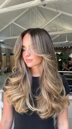 Blended Money Piece Balayage, Dark Roots With Honey Balayage, Partial Blonding On Brown Hair, Balayage Hair Caramel Honey Blonde, Balayage For Dark Roots, Bright Brown Balayage, Blond Highlights With Layers, Blonde Highlight Layers, Blond Balayage On Brown Hair Money Piece