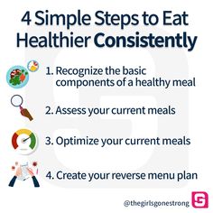 the four steps to eating healthier constiensity info sheet with text overlay