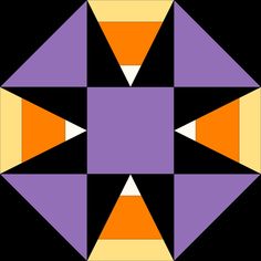 an orange, purple and black geometric design