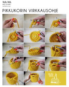 instructions to crochet a basket with yarn