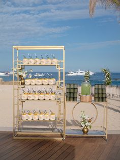 an outdoor wedding setup on the beach