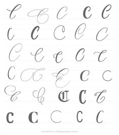 cursive writing practice with the letter c