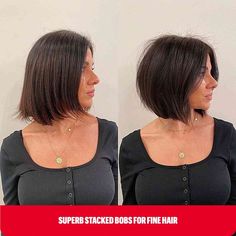 Stacked Bob with Textured Ends for Fine Hair Kort Bob, Long To Short Hair, Chin Length Hair, Bob Haircut For Fine Hair, Bob Hairstyles For Fine Hair, Haircuts For Fine Hair