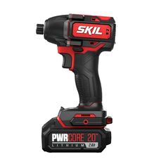 a black and red cordless drill with the word pwr core 20 on it