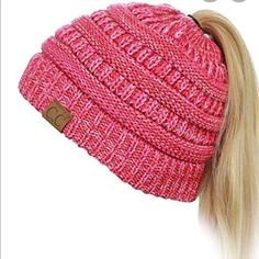 New With Tags Has A Hole For A Ponytail Or Messy Bun Infj Women, High Bun Ponytail, Messy High Bun, Bun Ponytail, Ponytail Beanie, Cute Beanies, Formal Tops, Messy Buns, Trendy Hat