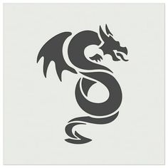 a black and white image of a dragon on a light gray background, with the word's logo below it