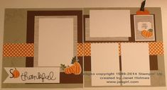 a scrapbook page with pumpkins and white paper