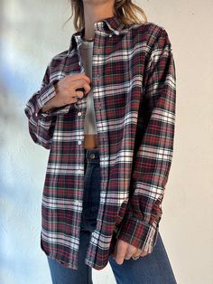 "- Ralph Lauren plaid cotton button up shirt  - Classic plaid pattern - 100% cotton - Made in Phillipines - Tagged M   Chest: 21\"  Length: 28\" Sleeve: 24\"" Oversized Classic Plaid Flannel Shirt, Plaid Button-up Shirt, Plaid Collared Flannel Shirt With Button Closure, Plaid Long Sleeve Flannel Shirt With Button Closure, Plaid Cotton Grunge Shirt, Casual Plaid Flannel Shirt With Buttons, Collared Plaid Shirt With Button Closure, Plaid Long Sleeve Grunge Shirt, Everyday Plaid Shirt With Buttons