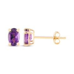 For their February birthday or any occasion, these amethyst stud earrings are certain to be adored. 14K yellow gold Each earring features an oval-cut royal purple amethyst solitaire Friction backs Amethyst Studs, February Birthday, Solitaire Studs, Royal Purple, Accessories Jewelry Earrings, Purple Amethyst, Oval Cut, Women's Earrings, Jewelry Accessories