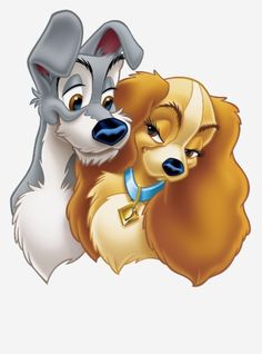 two cartoon dogs hugging each other on a white background