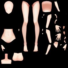 an assortment of female mannequins are shown in various positions and sizes on a black background