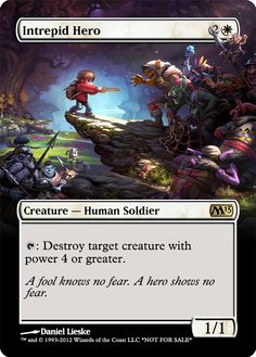 a card with an image of people in the background and text that reads, destroy target creature