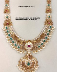 Floor Showroom, Ruby Necklace Designs, Temple Jewellery Earrings, Gold Temple Jewellery, Antique Necklaces Design, Gold Jewelry Outfits, Bridal Jewelry Vintage