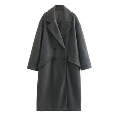 Color: black, GRAY, Khaki, Ginger; Size: XS, S, M, L Woolen Coat Woman, Loose Coats, Middle Age Fashion, Long Winter Coats, Cocoon Coat, Womens Windbreaker, Winter Trends, Woolen Coat, Double Breasted Coat