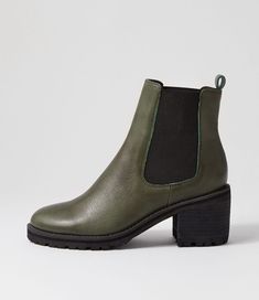 Biscoti Olive Leather Chelsea Boots. For the ultimate neutral style you can wear with anything, don't look past these leather Chelsea boots by Mollini. BISCOTI comes in several classic finishes and slips on with ease thanks to two elastic gussets. Womens Leather Ankle Boots, Boot Pulls, Metallic Sneakers, Neutral Style, Ankle Boots Flat, Leather Chelsea Boots, Neutral Fashion, Long Boots, Sandals For Sale