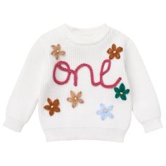 PRICES MAY VARY. One Birthday Sweater for Baby Girl Boy: Unisex toddler baby boys girls first birthday Christmas outfits boho embroidery one sweater top long sleeve knitted sweaters dress pullover crewneck sweatshirt fall winter clothes for one year old girl cake smash photo shoot. The 1st birthday chunky top long sleeve embroidery knitted pullover sweater, gives your sweetie a lovely and charming look in fall or winter. Boho Embroidery One Sweater Top Design: Baby boys girls cable knit sweater Baby Girls First Birthday, Sweater Care, Sweaters Dress, Birthday Sweater, Outfit Boho, Boho Embroidery, First Birthday Outfit, Sleeve Embroidery