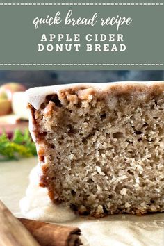 a slice of apple cider donut bread on top of parchment paper