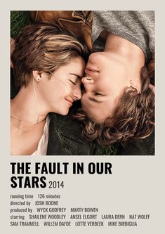 the fault in our stars movie poster with two people kissing and one person laying down