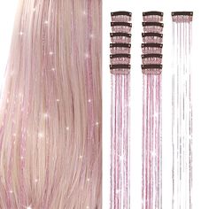 Glitter Hair Extensions, Aesthetic Hair Styles, Barbie Hairstyle, Pink Hair Accessories, Curl Your Hair