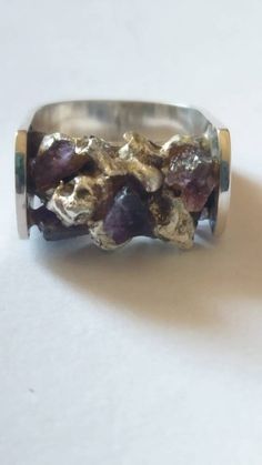 Beautiful vintage Willy H.Jacob Krogmar,Danish silversmith.Modernist ring in sterling silver adorned with raw amethyst.1960's. Ring size-17mm. Modernist Ring, Raw Amethyst, Band Rings, Favorite Jewelry, Amethyst, Ring Size, Jewelry Rings, Jewelry Making, Etsy Accessories