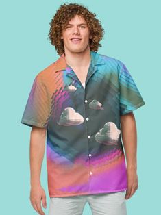 3D Trippy Button Down Shirt Unique Retro Graphic Party Wear Top Funky Pixel Art Cloud Shirt Button up Oversized Vaporwave Hawaiian Shirt - Etsy Slovakia Men's Streetwear, Mens Streetwear, Colorful Hoodies