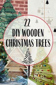 diy wooden christmas trees with text overlay