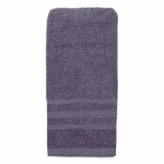 a purple towel on a white background