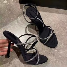 Color: Black, size: 35 Beige Luxury, Heels Rhinestone, Party High Heels, Formal Heels, Luxury Shoes Women, Fashion Shoes Heels, Elegant High Heels, Black Strappy Heels, Heels Fashion