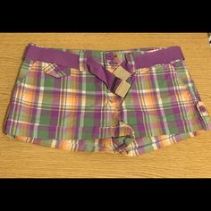 Plaid Shorts With Belt Purple, Green, Orange & White Plaid. 1.5” Inseam, Slightly Longer In Back. Brand New, No Tag Attached But Never Been Worn. Nwot. Smoke Free Home. Thrift Ideas, Fiona Apple, Shorts With Belt, Young Sheldon, Digital Closet, Clothing Pieces, Shein Outfits, Green Outfit, Cool Fits