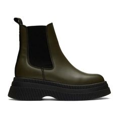 New! Ganni Creepers Mid Chelsea Boot Leather Platform Green Size 10 Us 40 Dd350 Msrp $495 New Without Box-Never Worn-Guaranteed Authenticity No Shoe Box/Bag Whole Sizes Only; For 1/2 Sizes, Order Next Size Up. Details & Care Stretchy Elastic Panels Mean Easy Entry Into This Buttery Leather Chelsea Boot Set Atop A Hardy Rubber Sole. 2.25" Heel; 1.25" Platform 6" Shaft Leather And Textile Upper And Lining/Rubber Sole Made In Portugal Leather Chelsea Boots, Box Bag, Chelsea Boot, Creepers, Shoe Box, Leather Boots, Chelsea Boots, Bootie Boots, Rubber Sole