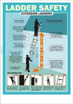 a ladder safety poster with instructions on how to use the ladders for extra safety