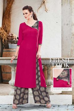 Printed Sharara, Party Wear Kurti, Kurti Dress, Salwar Designs, Kurti Designs Latest, Kurta Neck Design