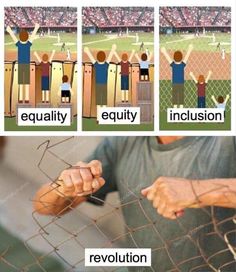 three images showing how people are trying to get out of the fence