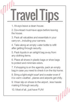 travel tips poster with text on it