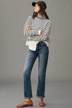 From holy-grail tees and perfectly fitted jeans to laidback dresses, PILCRO is on everyone’s most-wanted-wardrobe list. | The Slim Boyfriend Mid-Rise Relaxed Jeans by Pilcro in Blue, Women's, Size: 28, Polyester/Cotton/Elastane at Anthropologie Anthropologie Outfits, Relaxed Jeans, Fashion Mistakes, Style Mistakes, Boho Blouses, Mom Style, Look Cool, Autumn Winter Fashion, Effortless Style