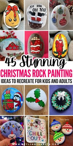 christmas rock painting ideas for kids and adults