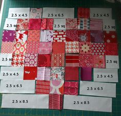 a cutting board with many different types of quilts on it and numbers for each piece