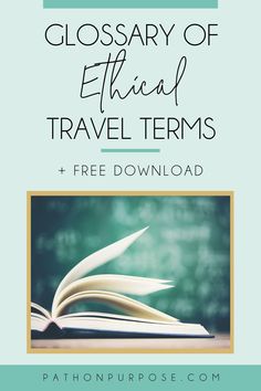 an open book with the title glossary of ethnic travel items and free printables