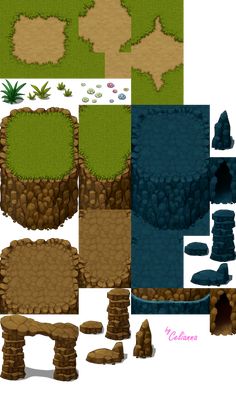 an image of some rocks and grass in different stages of construction, including the ground