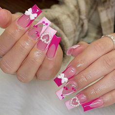 FREE SHIPPING ON ORDERS $9.95+ Buy 3 Get 1 More Free CODE: 4YOU Buy 5 Get 5 More Free CODE: 5FREE Bow Nail Designs, Nagel Tips, Seasonal Nails, Pink Acrylic Nails, Hot Nails, Birthday Nails, Fall Nail Designs, Long Acrylic Nails, Cute Acrylic Nails