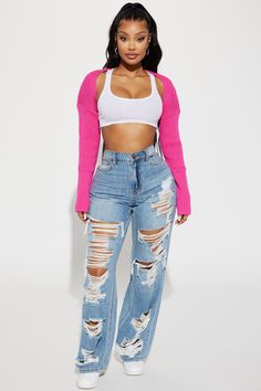 Available In Black, Ivory, And Hot Pink. Bolero Sweater Long Sleeve Cropped Ribbed 100% Polyester Imported | Robyn Bolero Sweater in Hot Pink size Small by Fashion Nova Pink Bolero, Hot Pink Fashion, Bolero Sweater, Hot Sweater, Jeans Jumpsuit, Matching Dresses, Long Sweaters, In Hot, Pink Fashion