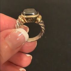 Silver And Gold Ring With Hematite Stone; Great Condition Silver And Gold Ring, Hematite Stone, David Yurman Jewelry, 18k Gold Ring, David Yurman, Womens Jewelry Rings, Gold Ring, Silver Gold, Gold Rings