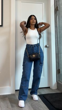 Very Casual Outfits Simple, Vest Outfits With Jeans, Outfit Ideas For Summer 2024, Casual Night Out Outfit Mid Size, Tree Lighting Outfit, Trendy Spring Outfits 2024, Shein Style Outfits, Jean Inspo Outfit, Everyday Outfits Spring 2024