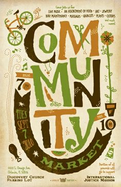 a poster with the words commun city on it's front and back side