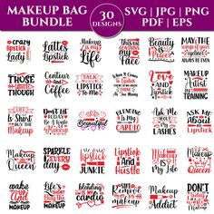 Cute Makeup Bag Svg Bundles, Cosmetic Bag Svg Bundles, Beauty Bag, Fashion Bag Svg Clipart, Makeup Bag Design, Mascara Svg, Lipstick *  Makeup Bag Bundles: These bundles offer a curated collection of scalable vector graphics designed for crafters and beauty enthusiasts. *  Variety of Designs: Each bundle includes a range of SVG files featuring makeup-related elements such as lipstick tubes, eyeshadow palettes, brushes, and mirrors. *  High Quality: Crafted with precision, these SVGs ensure high- Makeup Bag Free Svg, Make Up Bags Ideas, Makeup Bag Sublimation Ideas, Makeup Bag Design, Sublimation Makeup Bag Designs, Makeup Bag Sayings Svg, Makeup Bag Svg, Makeup Bags Sayings, Cute Makeup Bags