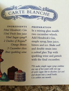 the instructions for how to make a carte blancche