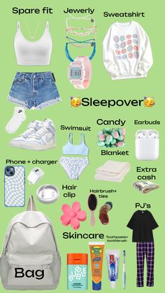 a poster with the words sleepover and other things to put on it in different languages