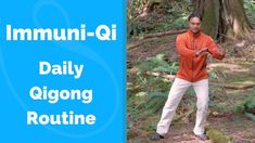 a man standing in the woods with his hands on his hips and text that reads most important qilong exercise