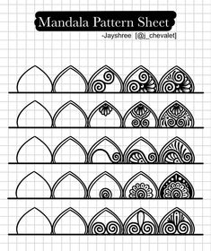 an image of a pattern sheet with different shapes and lines on it, in black and white